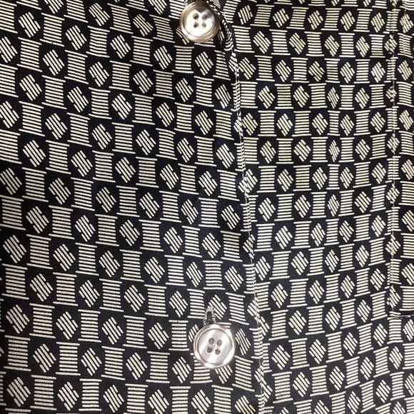 Neiman Marcus Vtg Silk Shirt Oversized Black Tan M - Picture 5 of 9